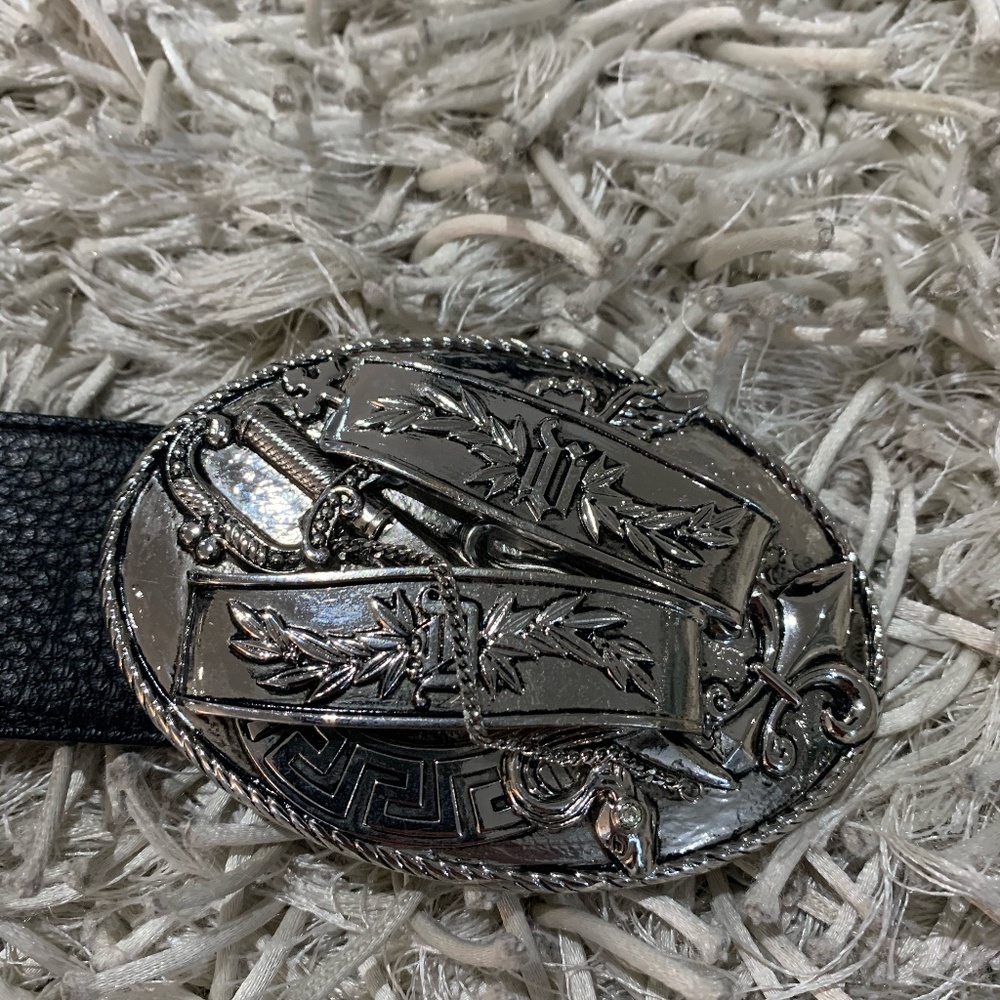 Versace Mens Belt with Unique Buckle
